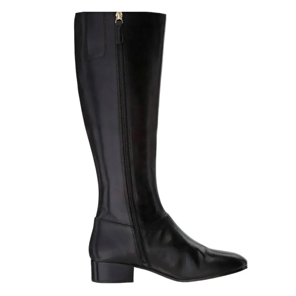 Nine West Oreyan Tall Black Leather Riding Boots Gold Button Details US Size 8.5 - Picture 5 of 10